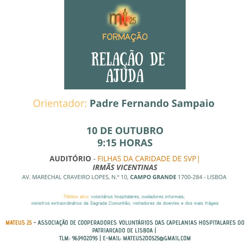 Cartaz da Formação sobre a Relação de Ajuda